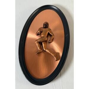 Copperama Football Male Player Wall Plaque 3-D copper art w/Frame, 85-29